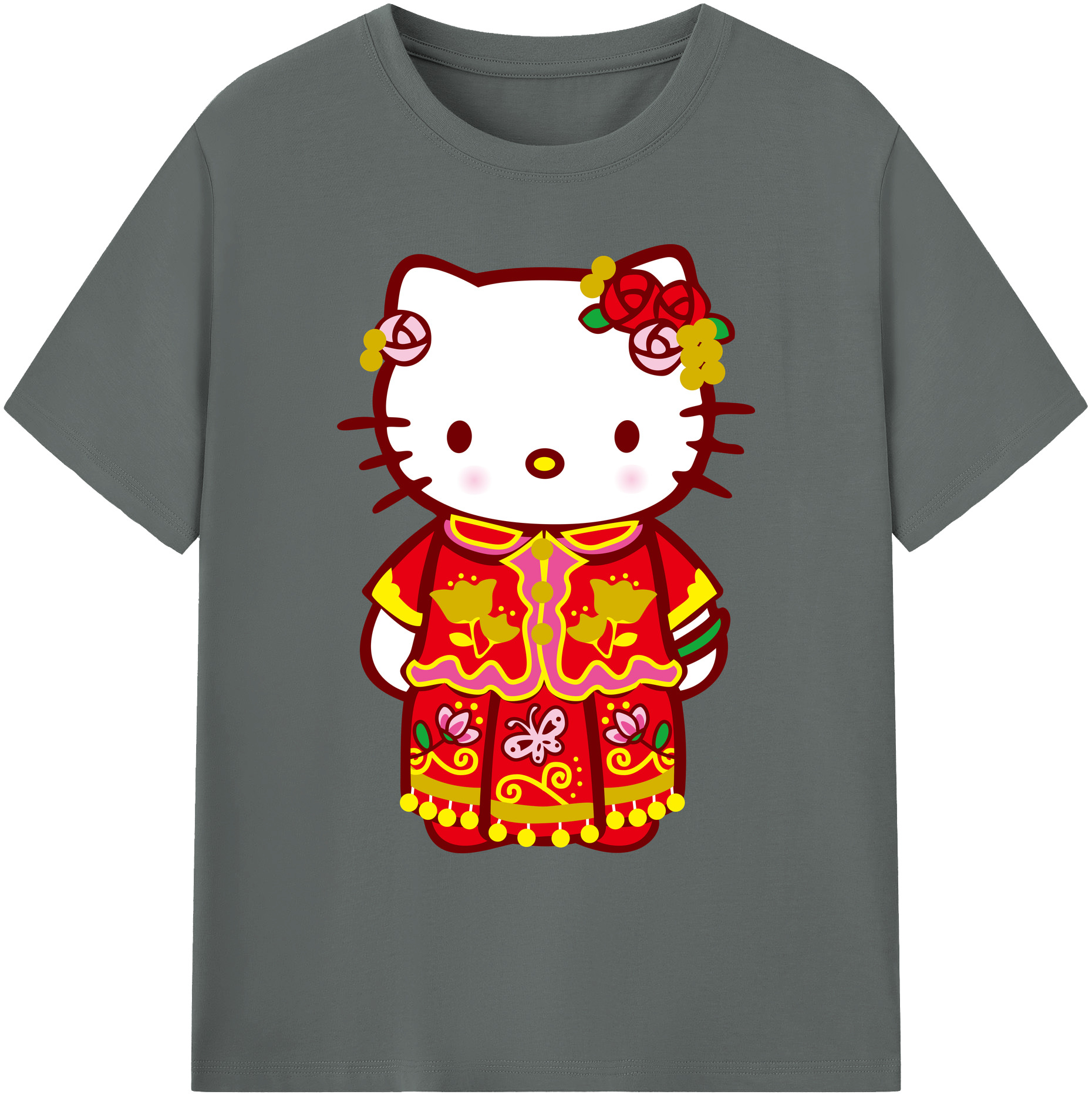 （画像用） Hello Kitty ハローキティ 綿100％ メンズ半袖Tシャツ｜肌触りやわらか＆通気性